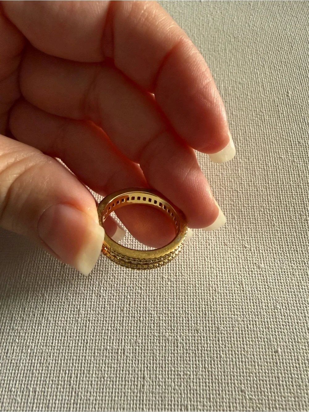 NEW Nordstrom Gold-Tone Crystal Triple -Row Band Ring 6